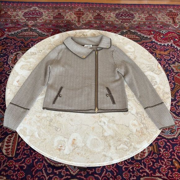 Ports International 100% Merino Wool Herringbone Moto Style Zipped Jacket - Picture 12 of 17